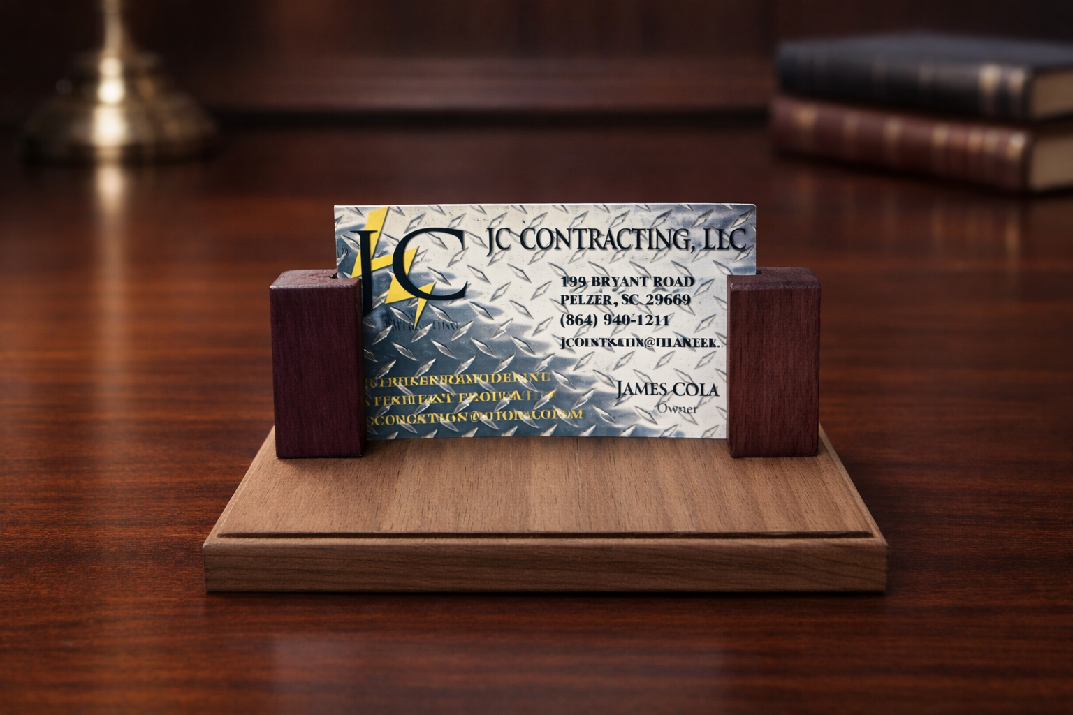 Solid Wood Business Card Holder with Stand | Handcrafted Desk Display | Personalized Option