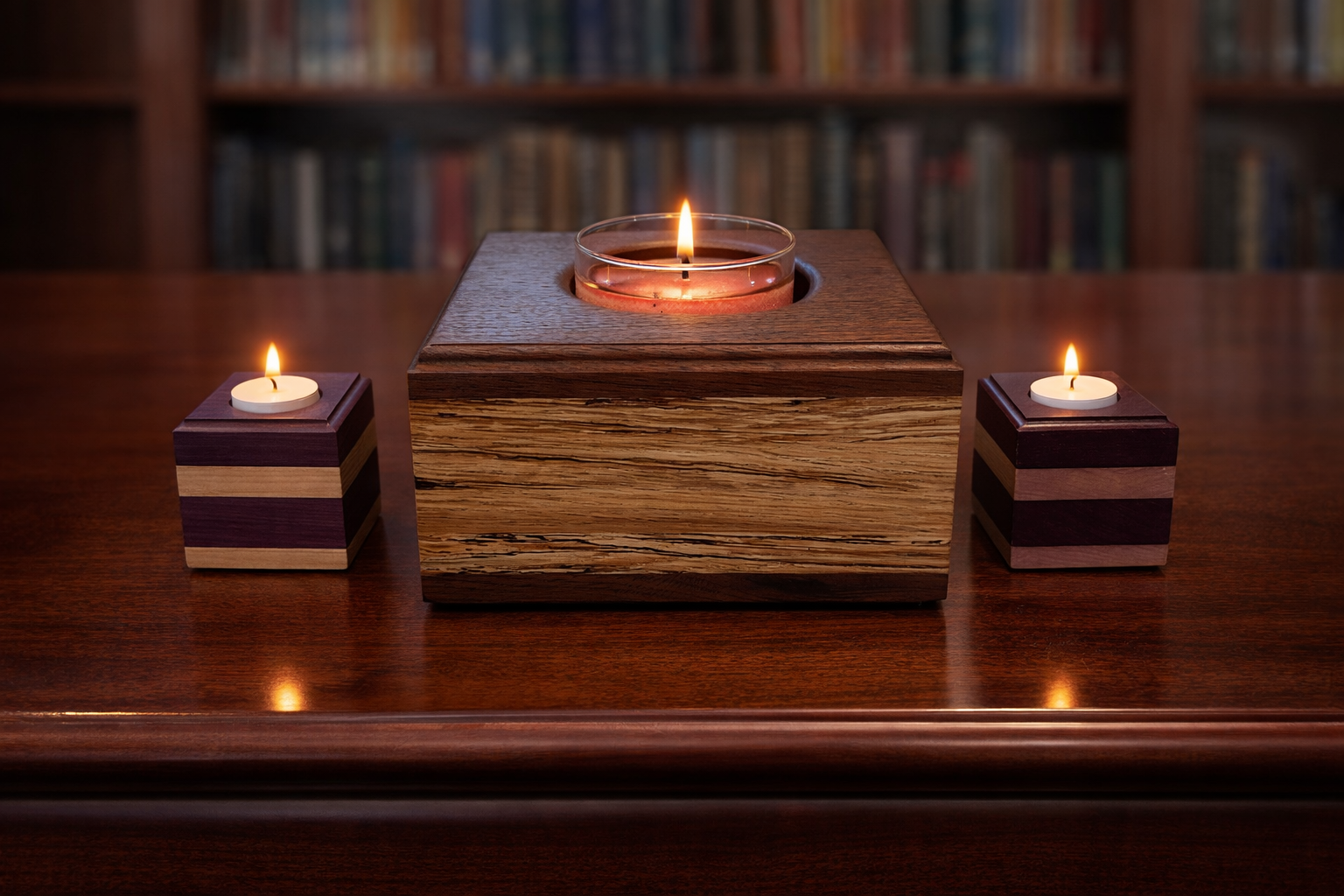 Solid Wood Large Handcrafted Candle Votive – Statement Piece
