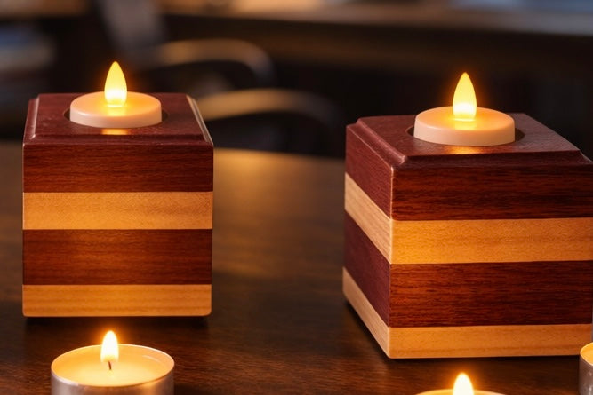 Solid Wood Tea Light Votive – Handcrafted